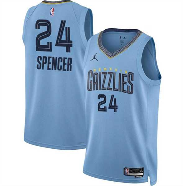 Mens Memphis Grizzlies #24 Cam Spencer Blue 2024 Draft Statement Edition Stitched Jersey Dzhi